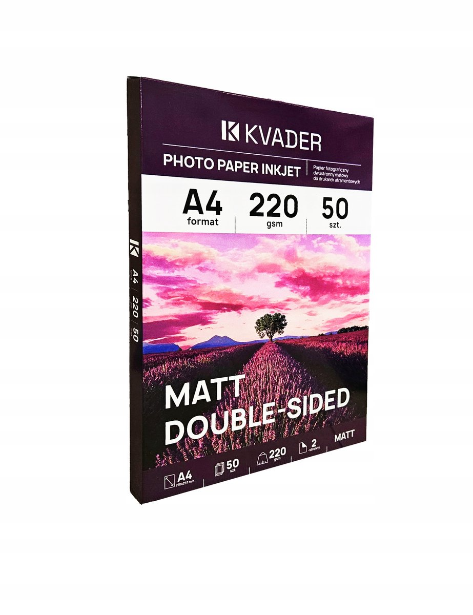 DWUSTRONNY PAPIER FOTOGRAFICZNY A4 MATOWY 220g drukarki atramentowe 50szt