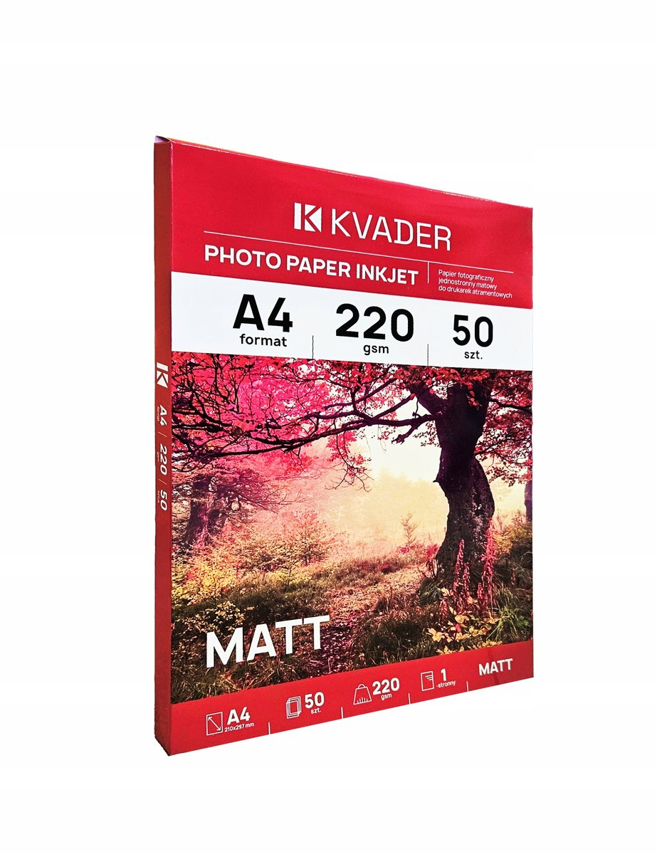 PAPIER FOTO DO DRUKARKI ATRAMENTOWEJ DO ZDJĘĆ A4 MATOWY 220g 50szt