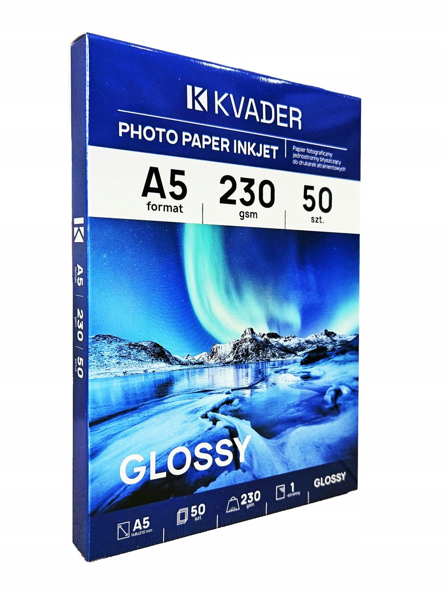 PAPIER DO ZDJĘĆ 15x21 FOTO A5 POŁYSK 230g 50szt do drukarki atramentowej