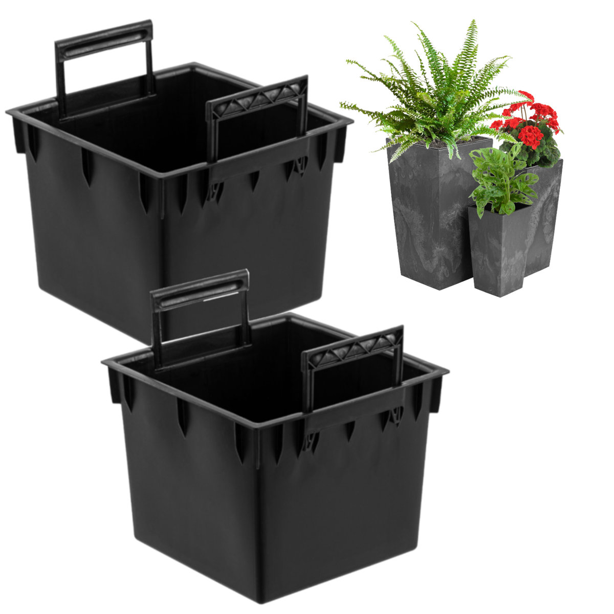 Wkład doniczka kpl 2szt 25 L z uchwytami do doniczek Prosperplast H 61 cm