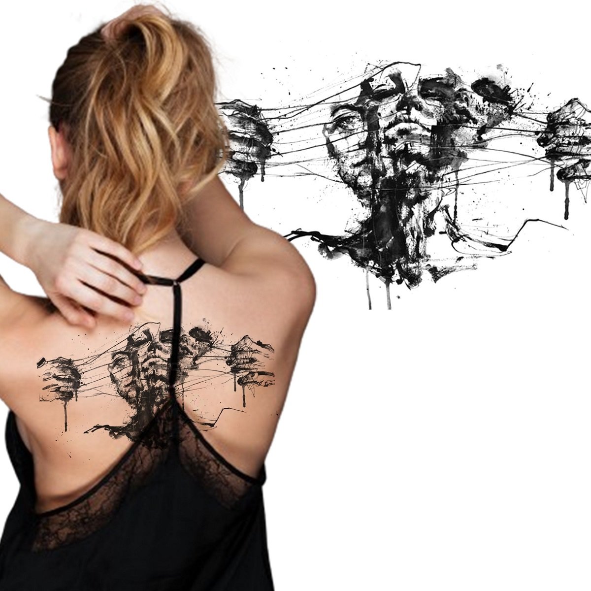 TATUAŻ ZMYWALNY TATUAŻE TYMCZASOWY WODNY DUŻY CZŁOWIEK TWARZ RĘCE