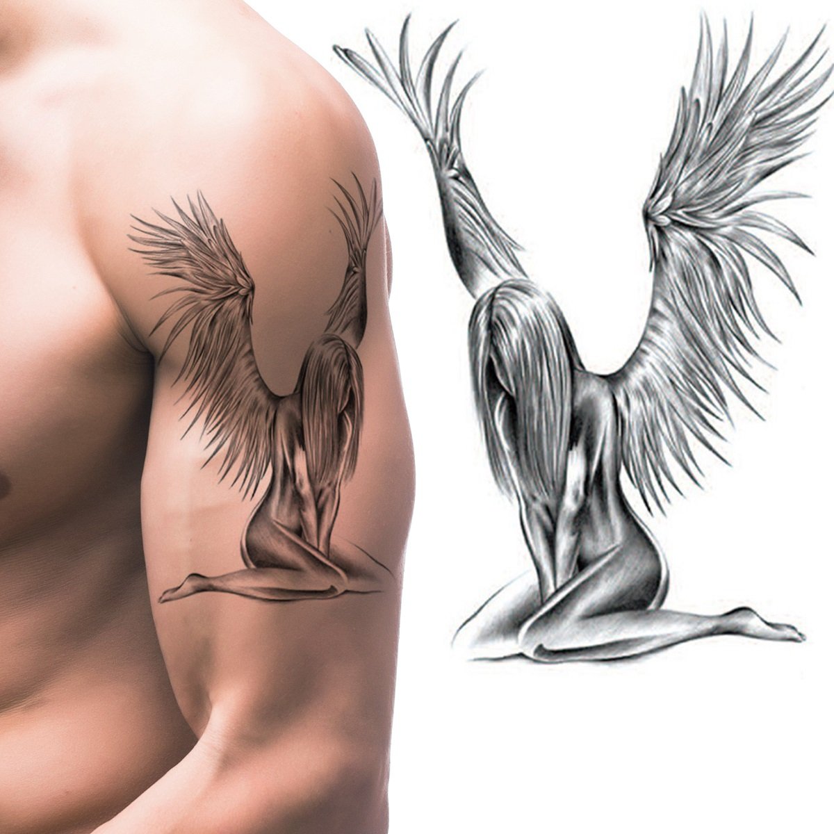 TATUAŻ ZMYWALNY TATUAŻE ZMYWALNE TYMCZASOWY WODNY ANIOŁ KOBIETA SKRZYDŁA