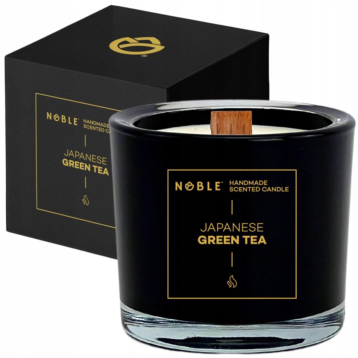 NOBLE JAPANESE GREEN TEA Świeca zapachowa sojowa duża czarna szklanka 50 h