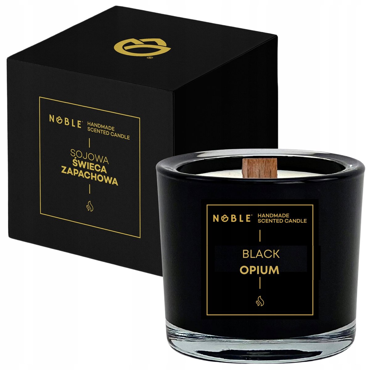 NOBLE BLACK O.P.I.U.M Świeca zapachowa sojowa duża czarna szklanka 50 h