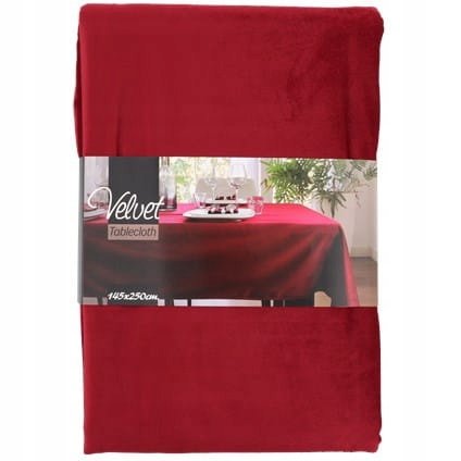 OBRUS AKSAMITNY MIĘKKI GLAMOUR 145 X 250 CM W KOLORZE BORDOWYM BISKUPIM