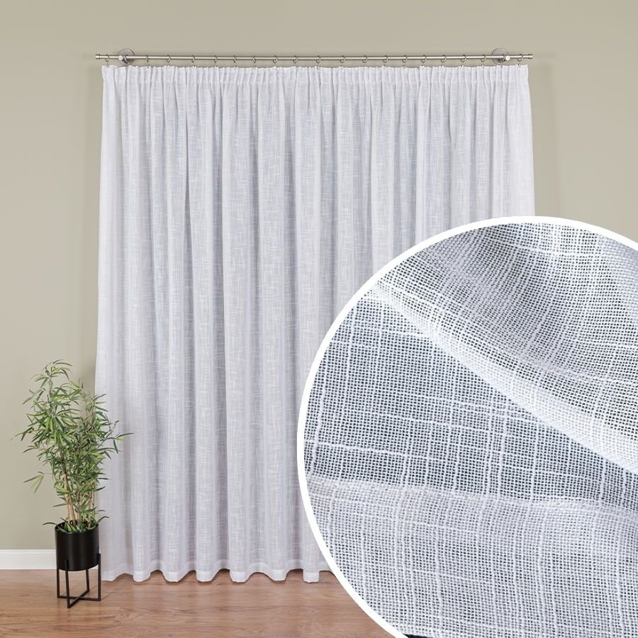 Firana gotowa z delikatnej etaminy na taśmie kolor biały rozmiar 500x250 cm
