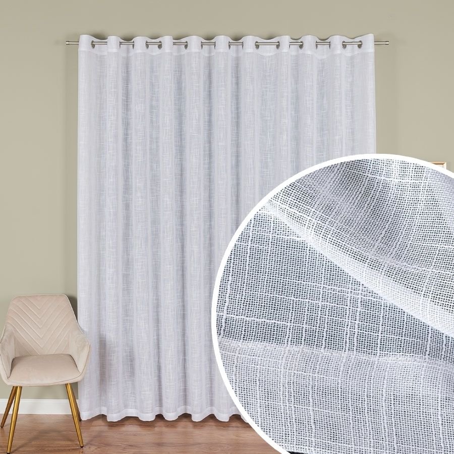 400002/FGP/001 Firana gotowa delikatnej etaminy na przelotkach, kolor biały, oferowana w rozmiarze: 500x250 cm