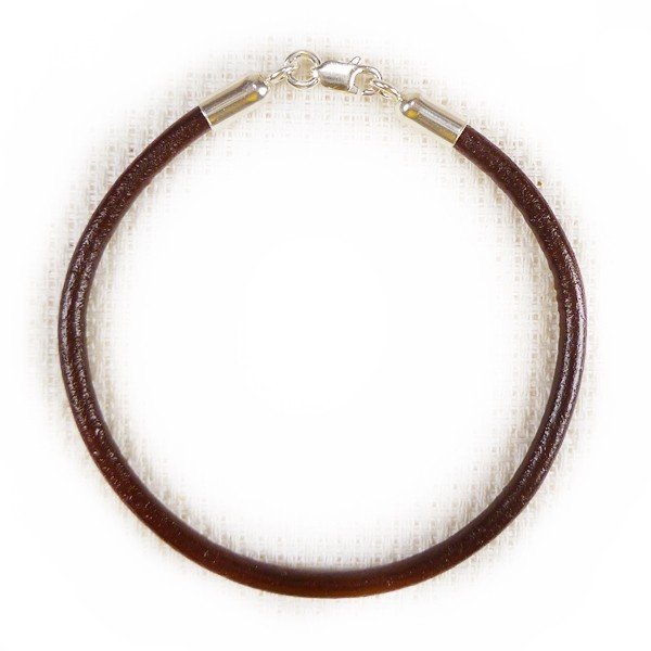 5803-18 Bransoletka Rzemień Skóra Naturalna + Srebro 925