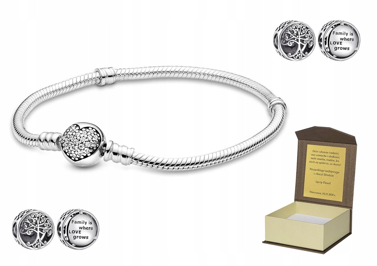 Bransoletka 18cm do CHARMS dedykacja B119
