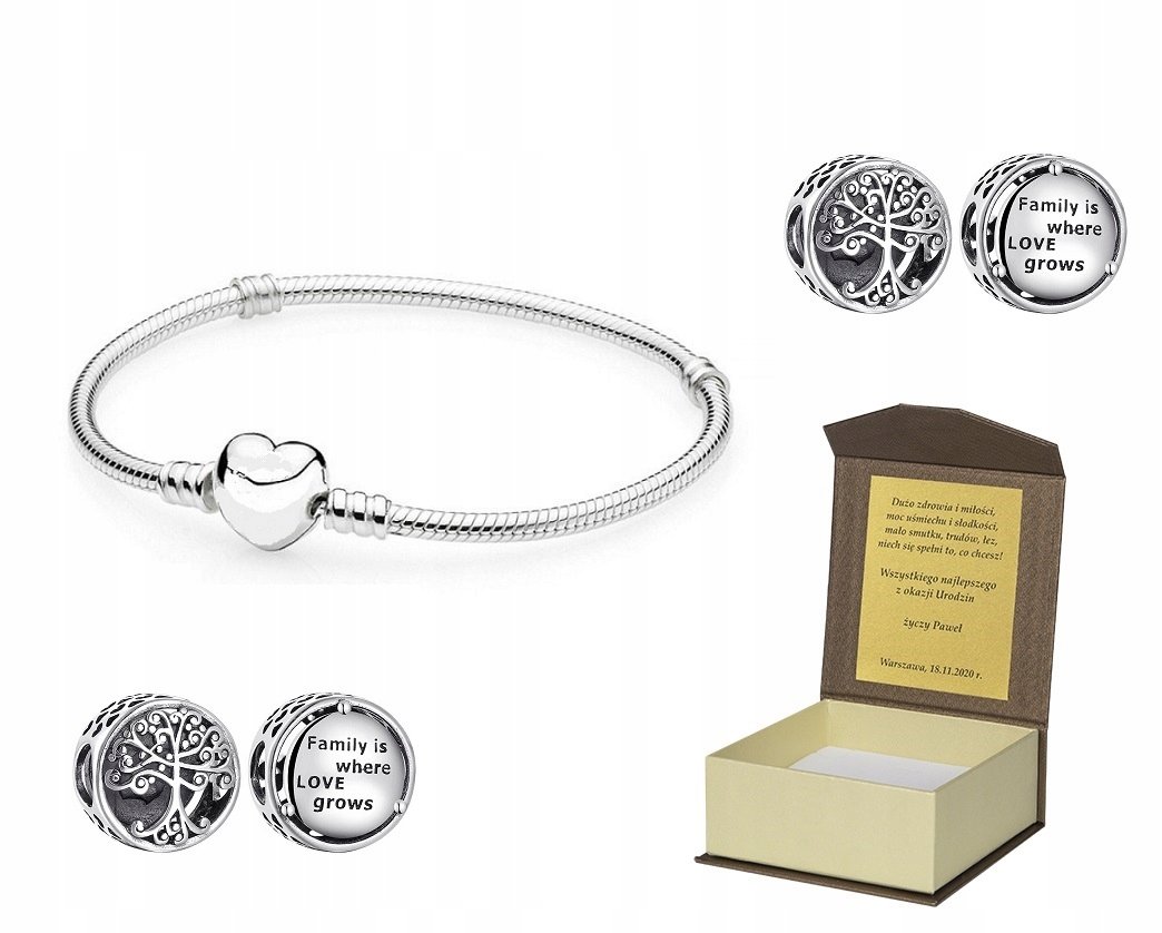 Bransoletka SREBRNA 19 cm do CHARMS + B54