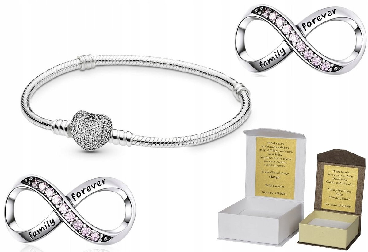 Bransoletka srebrna 19 cm CHARMS + B118