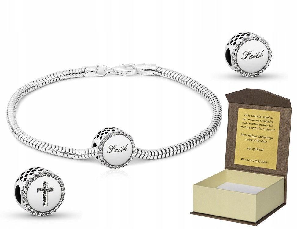 Bransoletka srebrna + CHARMS 18 cm B141