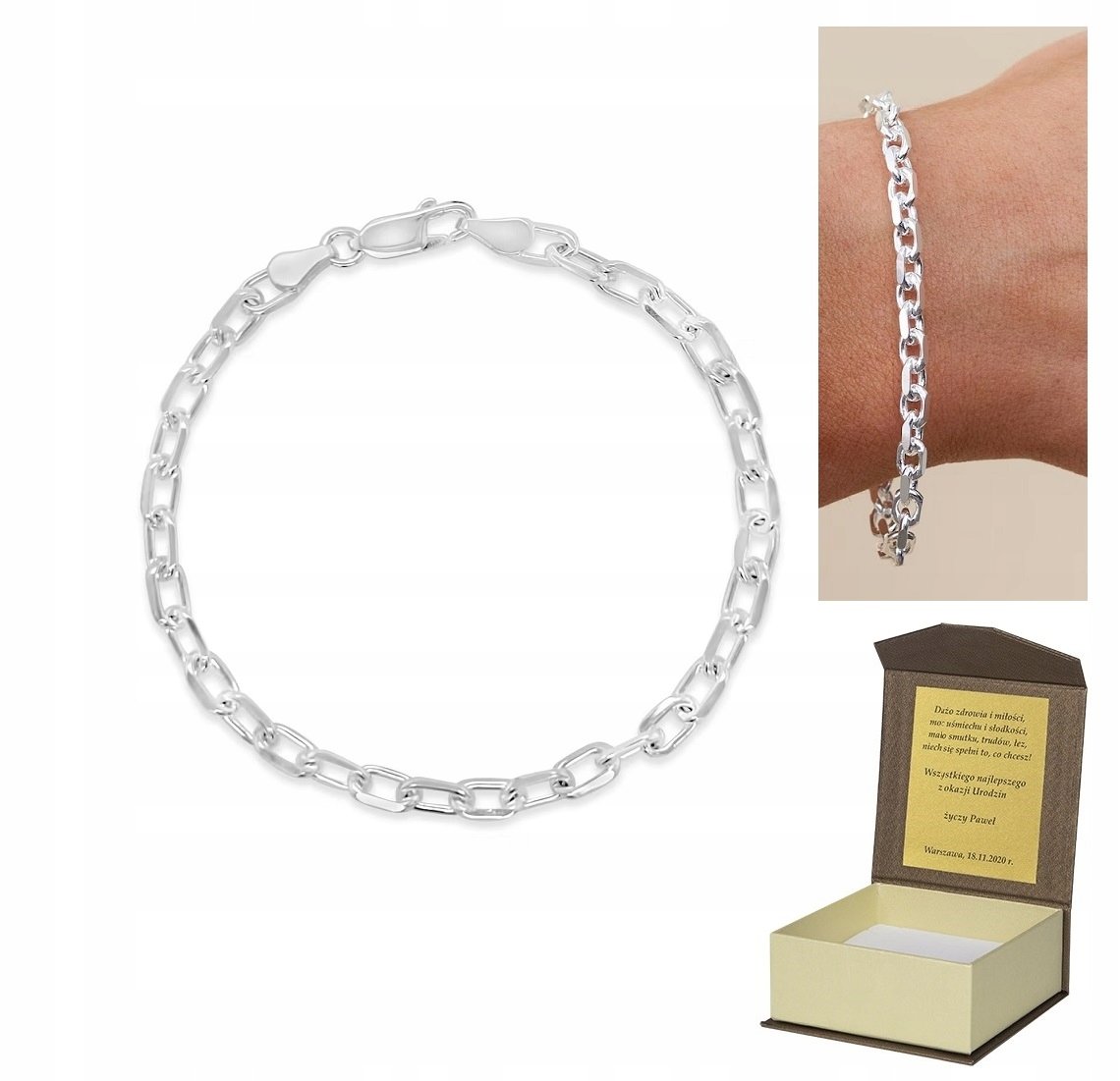 Bransoletka męska srebrna splot ANKIER 20 cm BM4