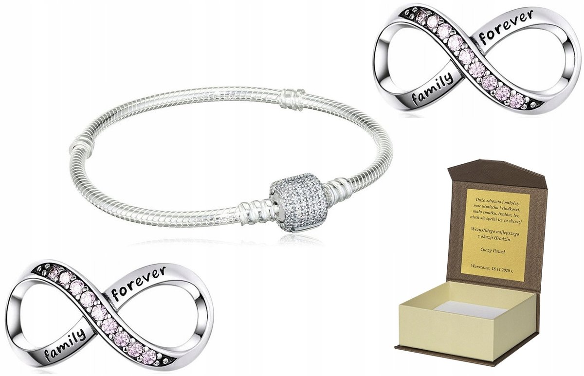 Bransoletka srebrna 20 cm CHARMS + B116