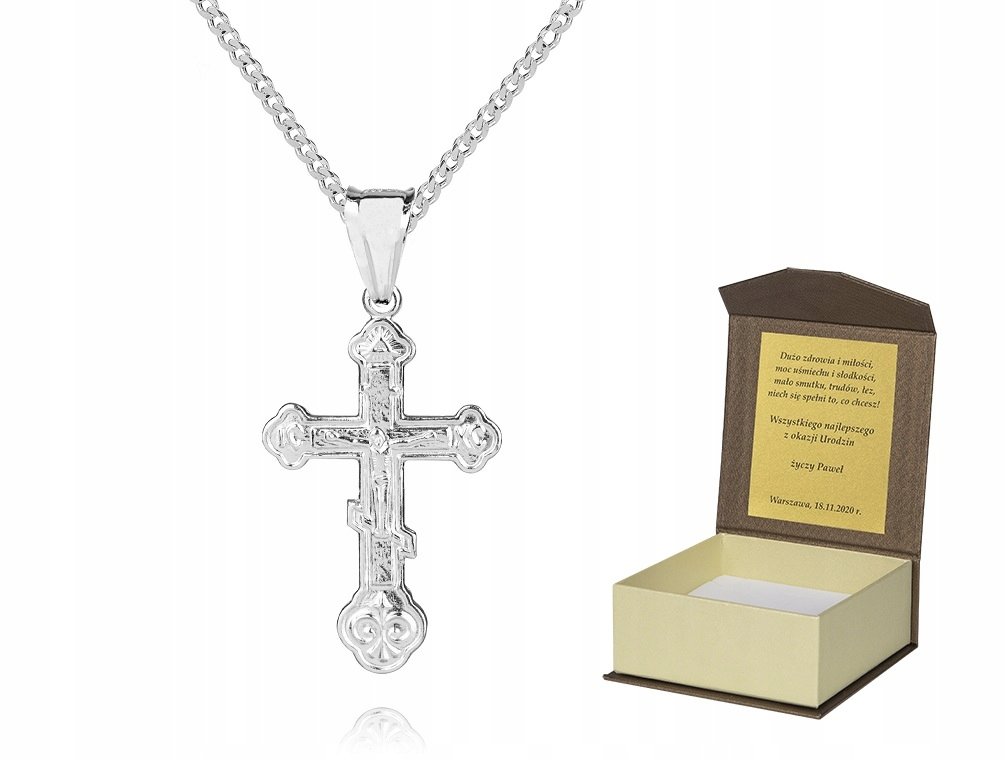 Srebrny łańcuszek + KRZYŻYK PRAWOSŁAWNY 60cm P3K20