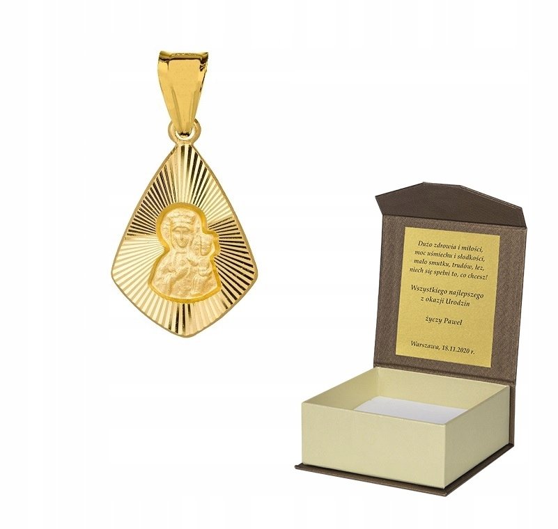 Złoty medalik Matka Boska srebro pozłacane M26