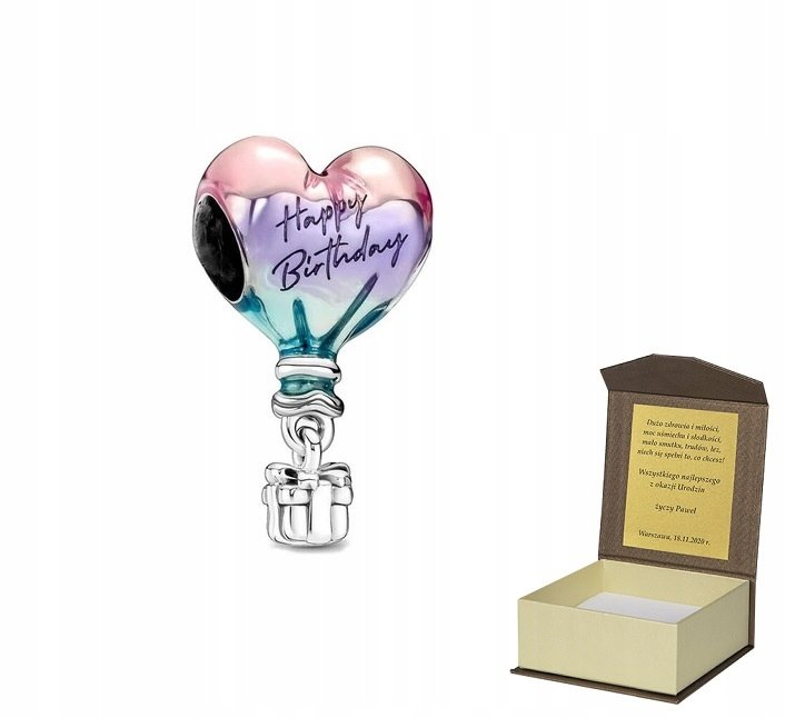 Charms srebro BALON URODZINY do bransolet C222