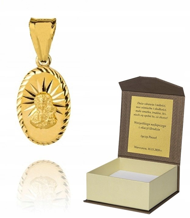 Złoty medalik Matka Boska srebro pozłacane M22