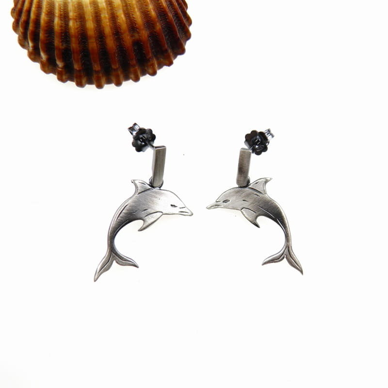 Kolczyki - Delfinki szare na sztyftach II