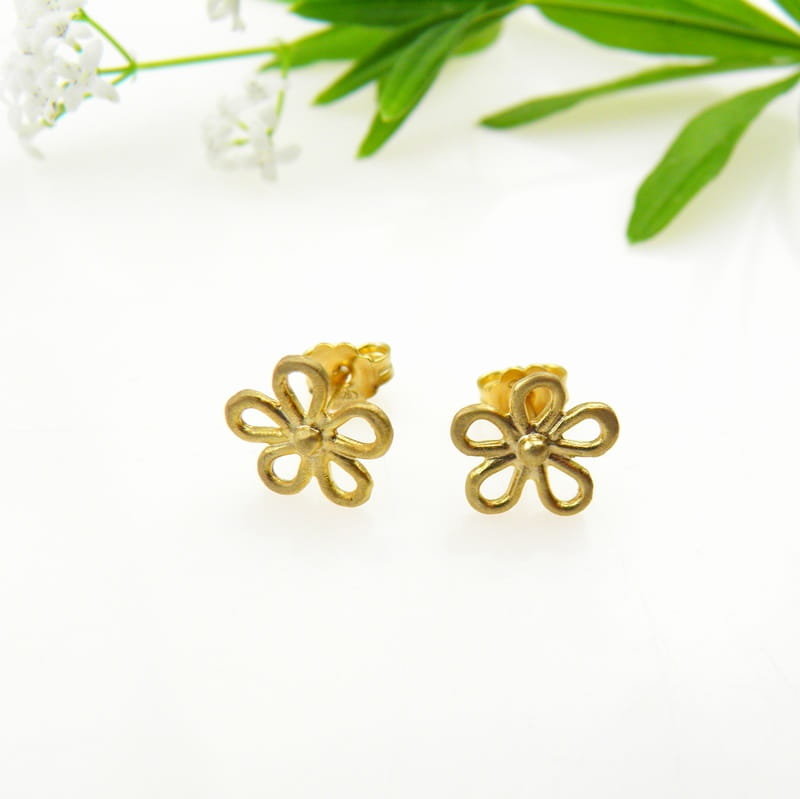 Kolczyki srebrne pozłacane- Ażurowe kwiatuszki