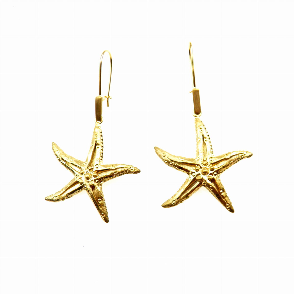 Rozgwiazdy duże złote - kolczyki srebrne