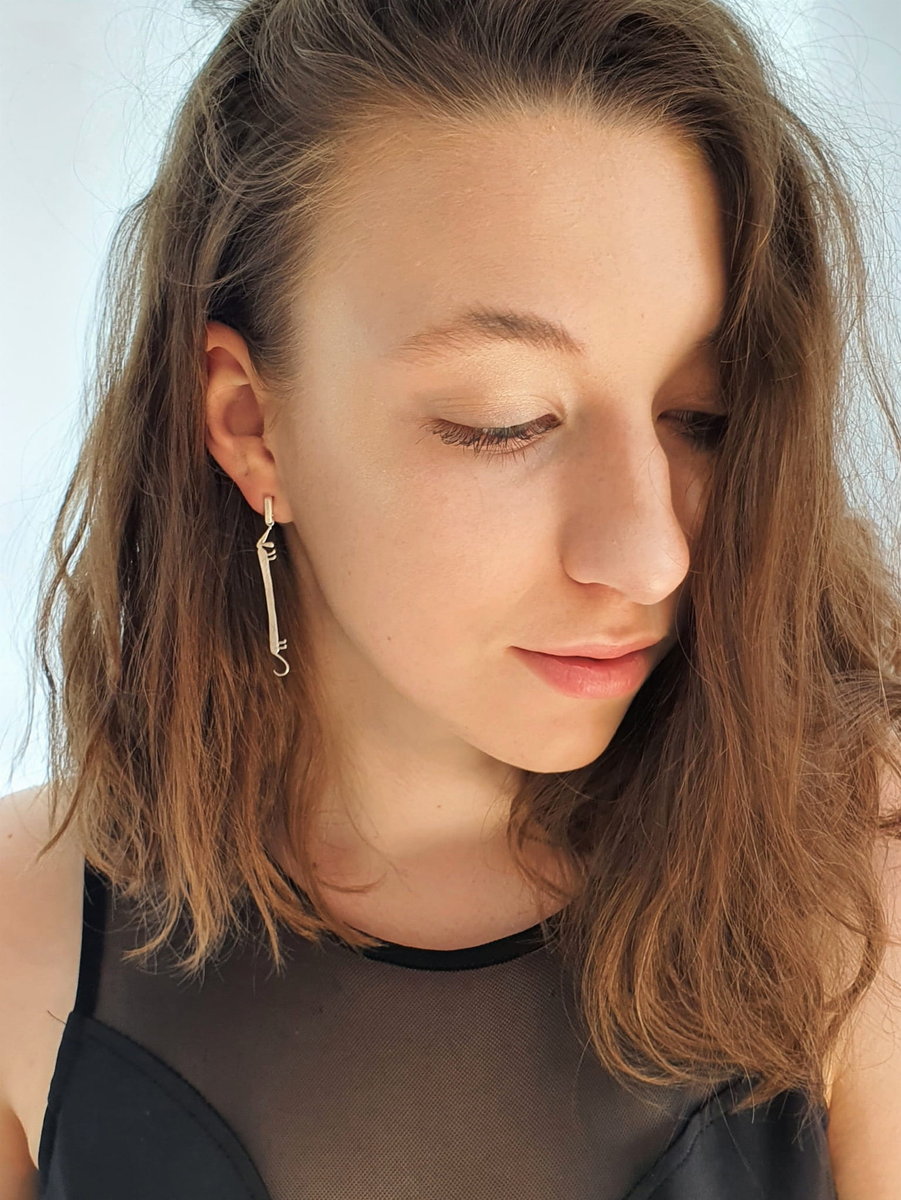 Kolczyki srebrne - Jamniki białe