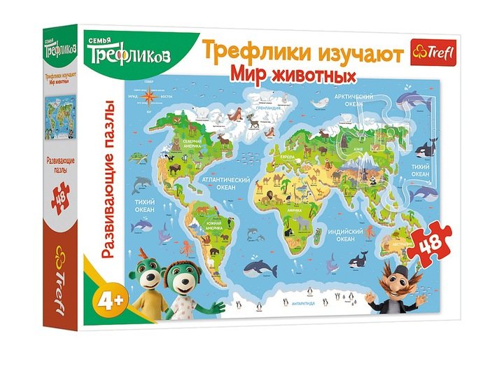 PUZZLE WERSJA UKRAIŃSKA TREFLIKI BADAJĄ ŚWIAT ZWIERZĄT TREFL 15580