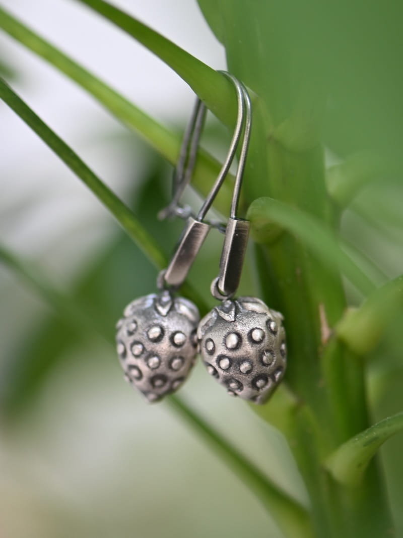 Poziomki - kolczyki srebrne