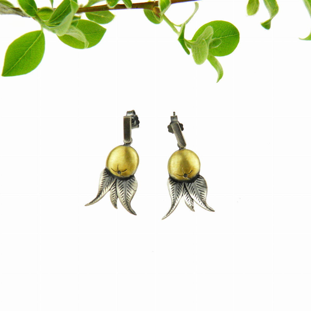 Jarzębina złota - kolczyki na sztyftach