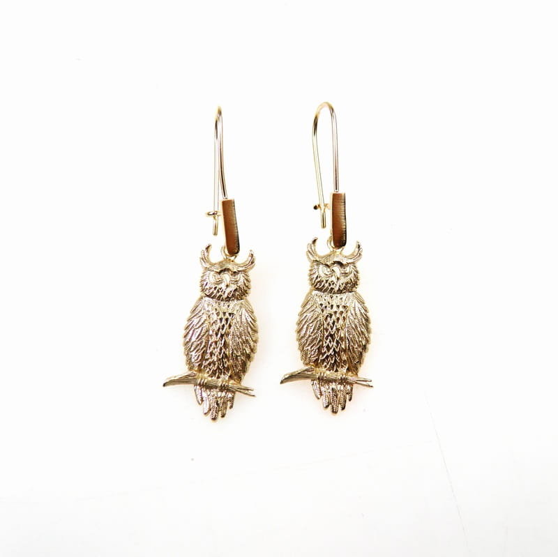 Kolczyki srebrne - Sowa złota