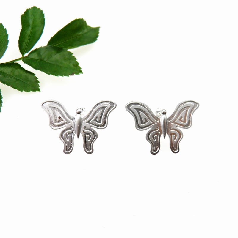 Kolczyki z motylkami białymi dużymi na sztyftach