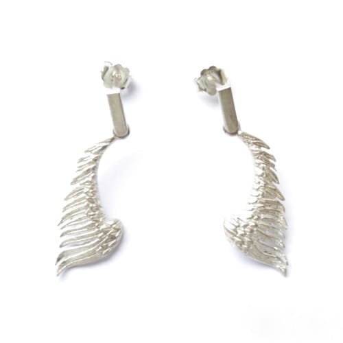 Kolczyki srebrne- Skrzydła białe