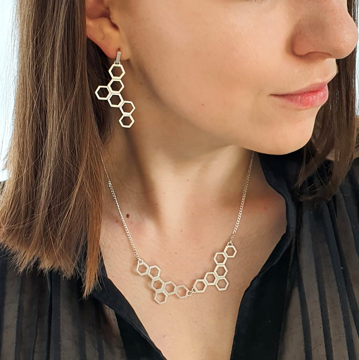 Plastry miodu białe - kolczyki srebrne