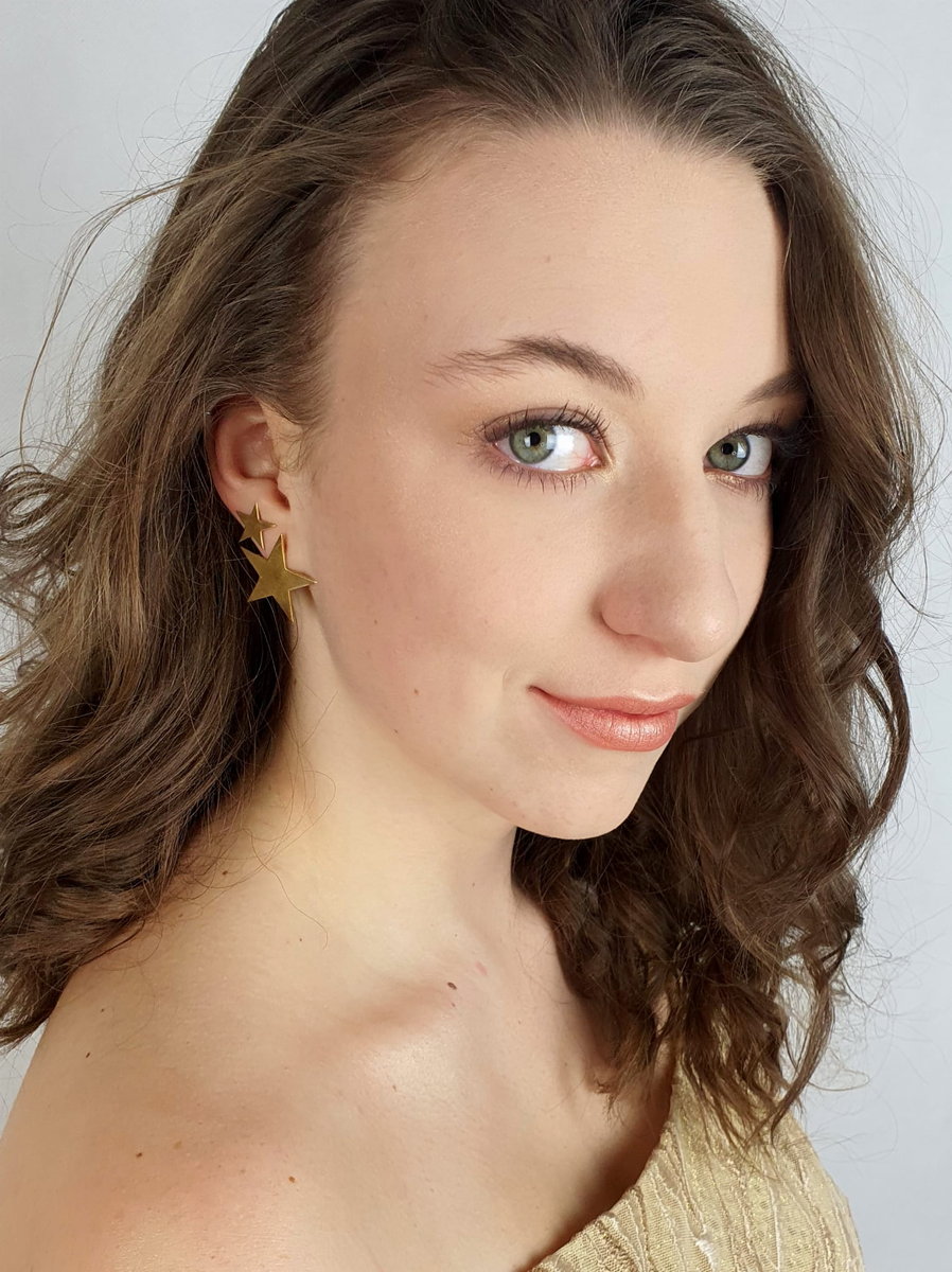 Gwiazdy złote na sztyftach - kolczyki srebrne