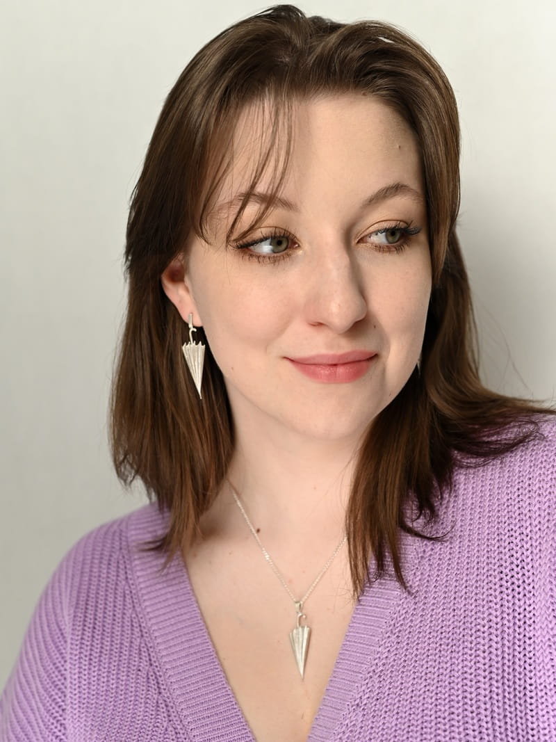 Kolczyki srebrne - Parasolki białe