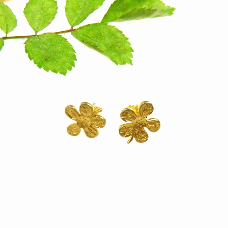 Kolczyki srebrne pozłacane - Kwiat księżycowy mini