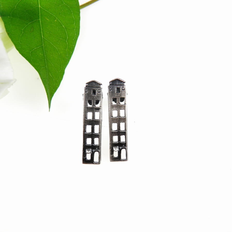 Kolczyki z kamieniczkami gdańskimi na sztyftach III