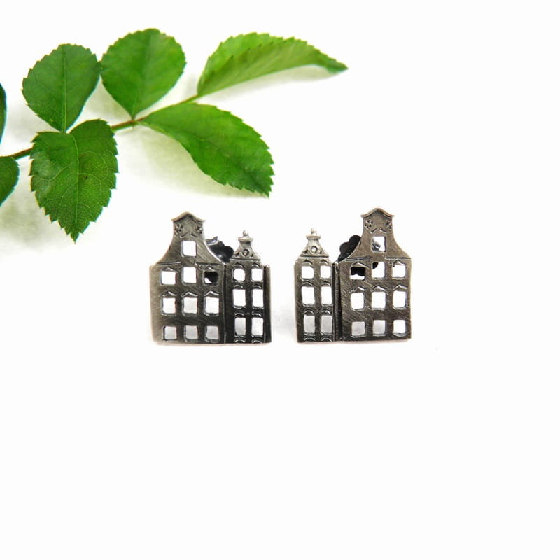 Kolczyki z kamieniczkami gdańskimi na sztyftach IV