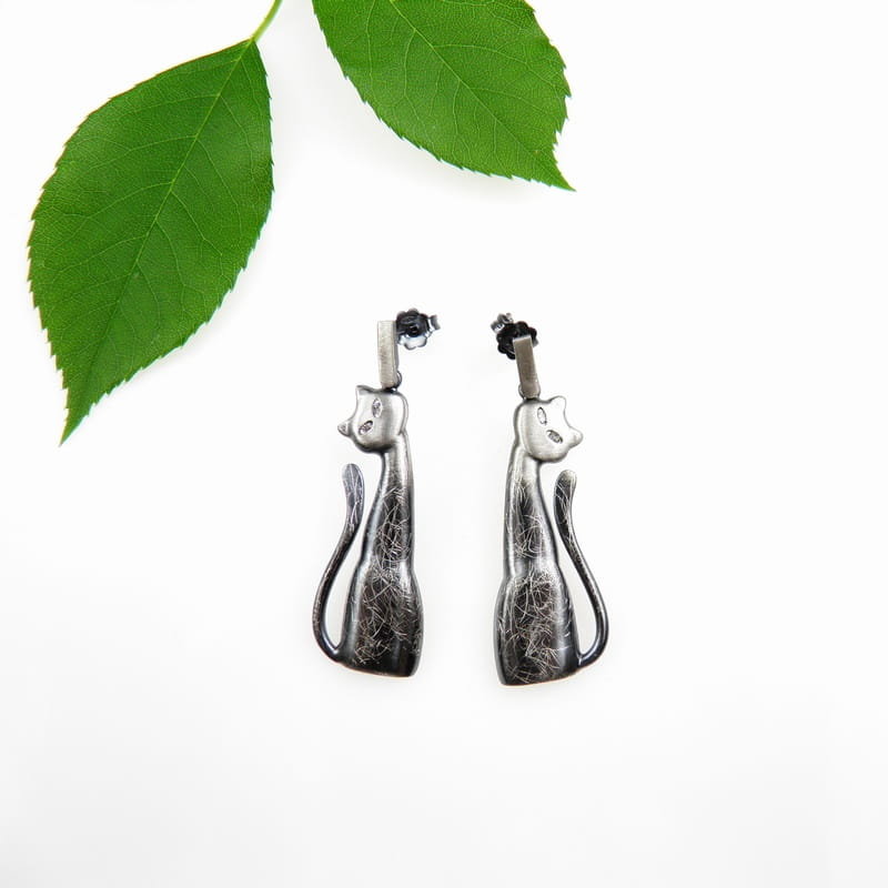 Kolczyki srebrne - Czarne koty