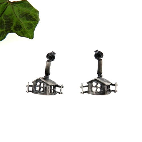 Chatka puchatka - kolczyki srebrne