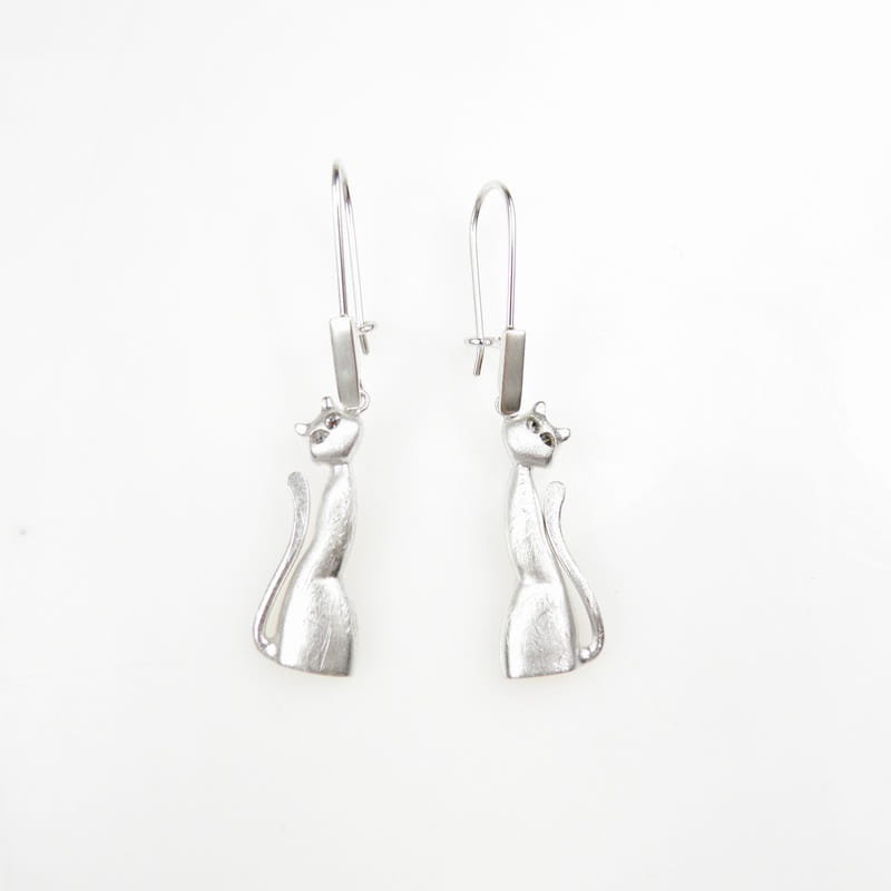 Kolczyki srebrne-Białe koty małe II bigle