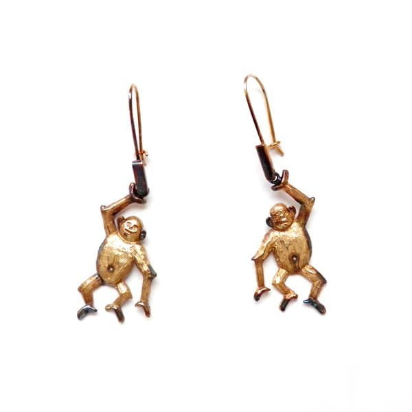 Kolczyki srebrne - Wesołe małpki brązowe