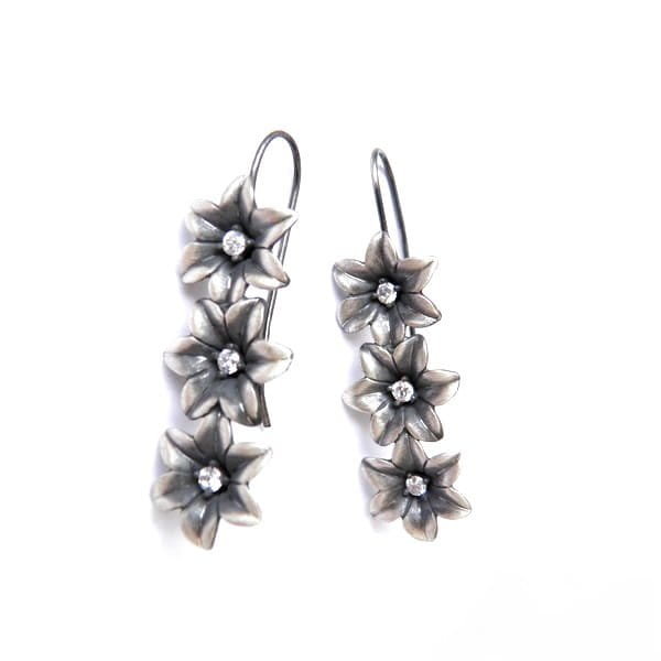 Kolczyki srebrne - Niezapominajki trzy II