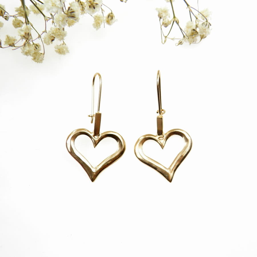 Kolczyki z sercem  III pozłocone
