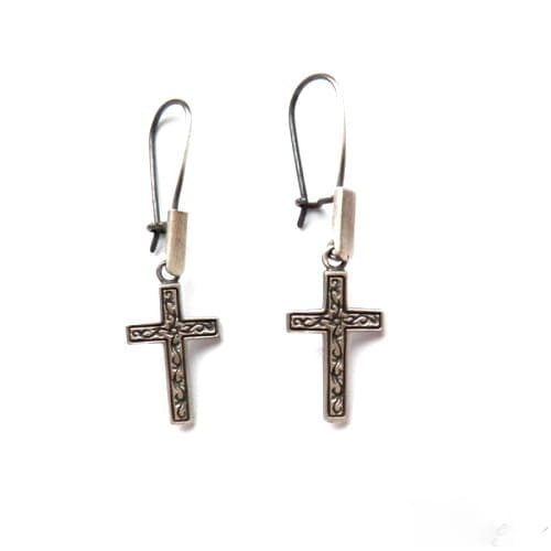 Kolczyki krzyże - srebrne oksydowane