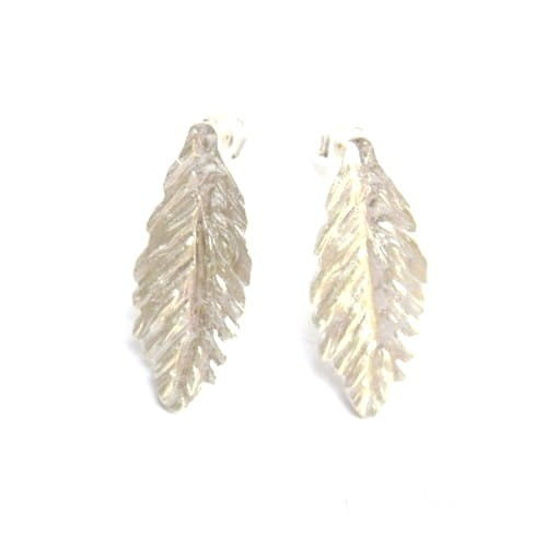 Skrzydłokwiat mały na sztyftach - kolczyki srebrne białe