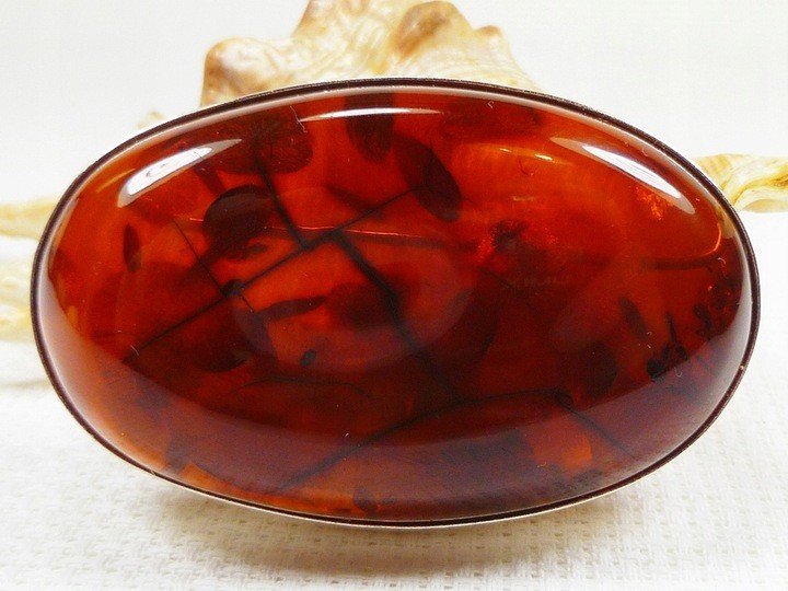 400-16 Broszka Srebro z Bursztynem -HAND MADE-