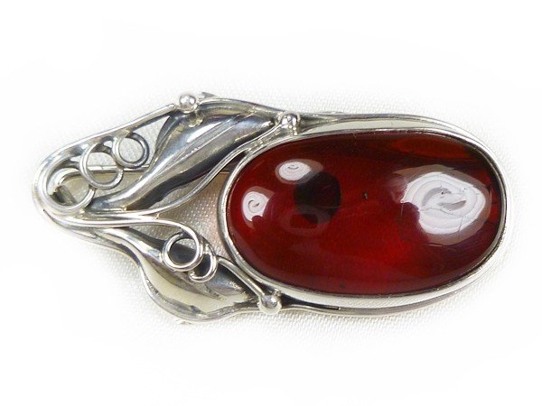 410-237 Broszka Srebro z Bursztynem -HAND MADE-