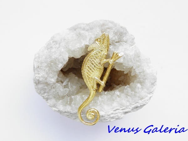 Wisiorek srebrny - Kameleon mały złoty