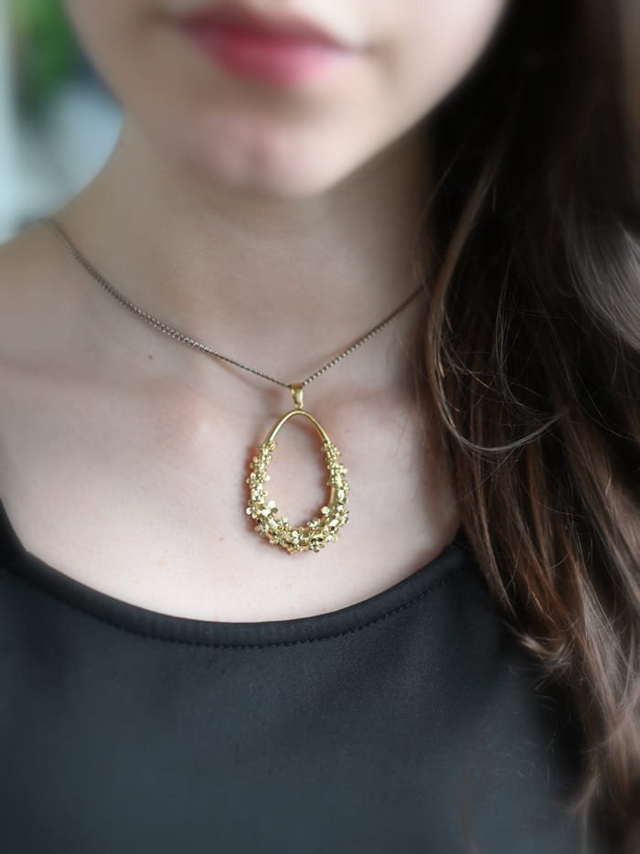 Zawieszka srebrna  duża - Golden Flowers